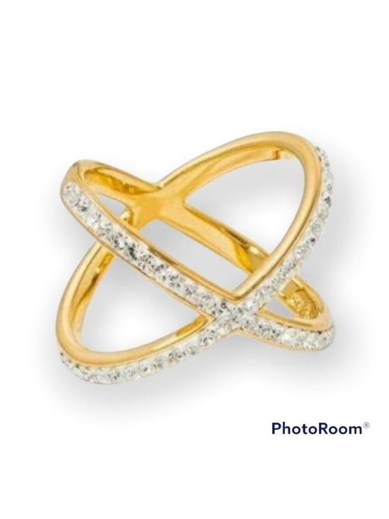 a new day Jewelry - A New Day 14K Gold Plated Crystal Crisscross Ring Women's Size 6